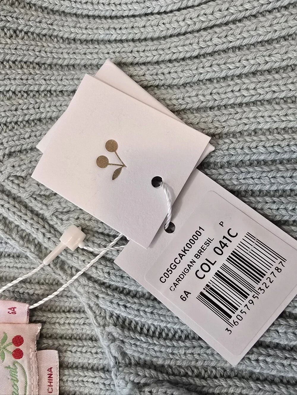 NEW Bonpoint Light Sage Ribbed Button-Front Sweater Cardigan